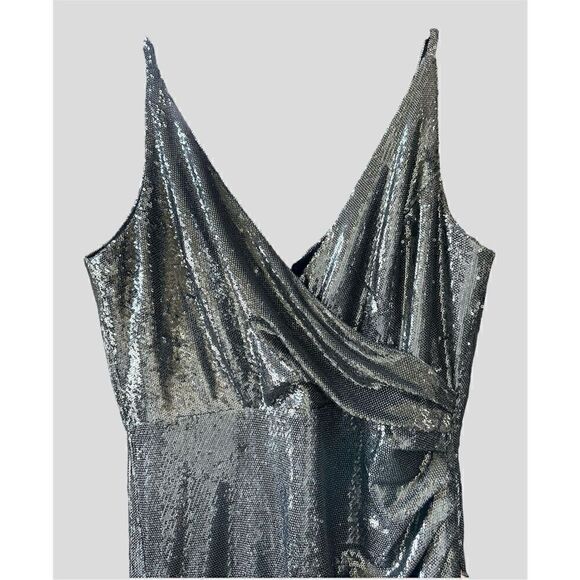 Dress the Population Jordan Gunmetal Sequin Gown Size  XL - Picture 5 of 16